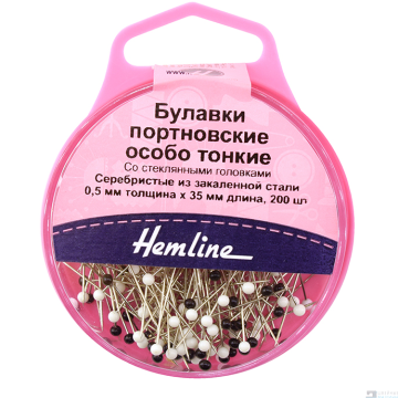 Булавки портновские особо тонкие 0,5мм Hemline, 200шт.